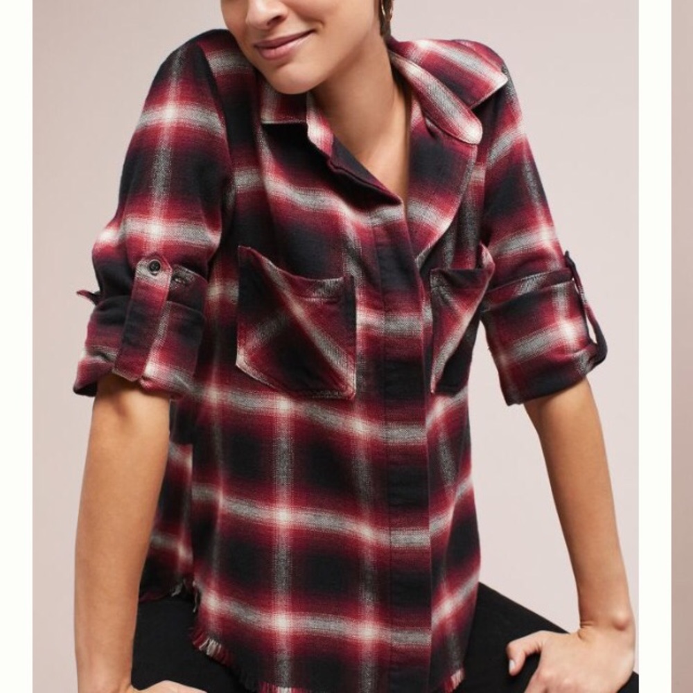 Cloth & Stone Split Back Plaid Buttondown